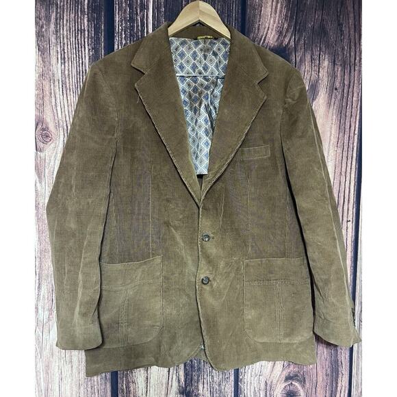 Haggar Other - Corduroy Men Blazer Sport Coat Jacket Vintage 80s Haggar Sz 46 Brown Suit